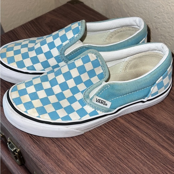 Kids Vans size 13.5 -dusty blue and white checkered - Picture 2 of 2